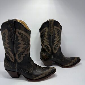 Yippee Ki Yay Old Gringo Boots Leather Black/brown  Stitching Women's size 9B